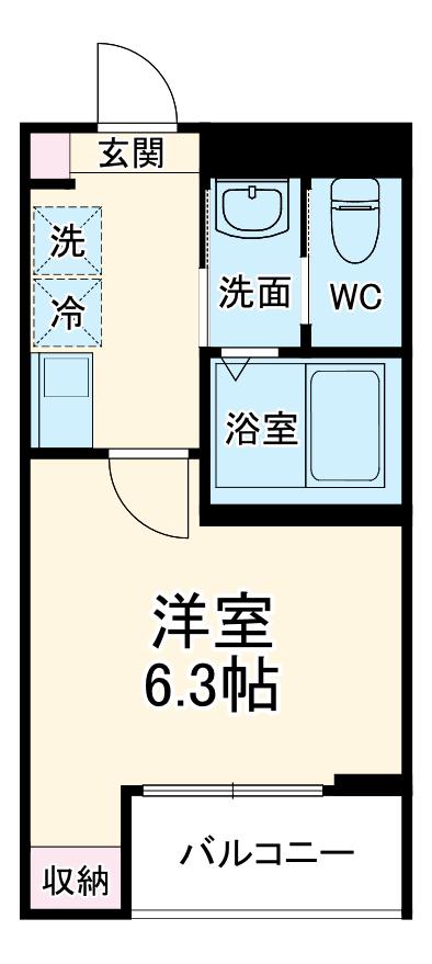 CALME YATSUKA(1K/1階)の間取り写真