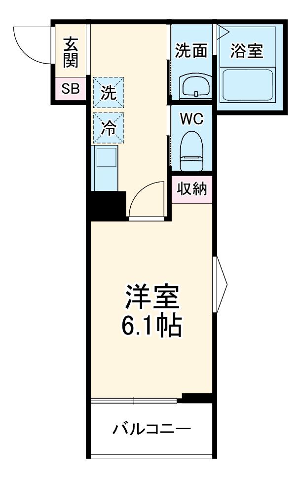 CALME YATSUKA(1K/1階)の間取り写真