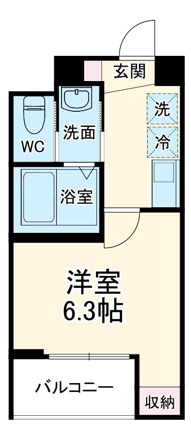 CALME YATSUKA(1K/2階)の間取り写真