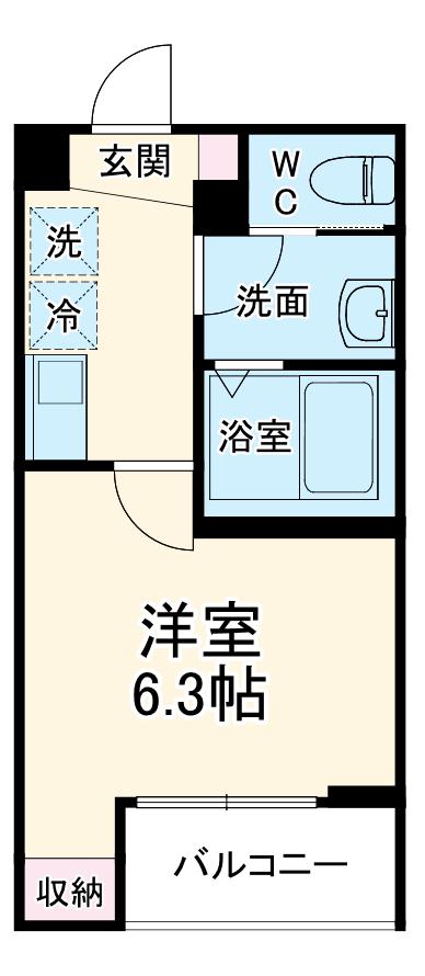 CALME YATSUKA(1K/2階)の間取り写真