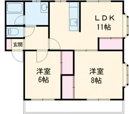ベストカンフォート(2LDK/2階)の間取り写真