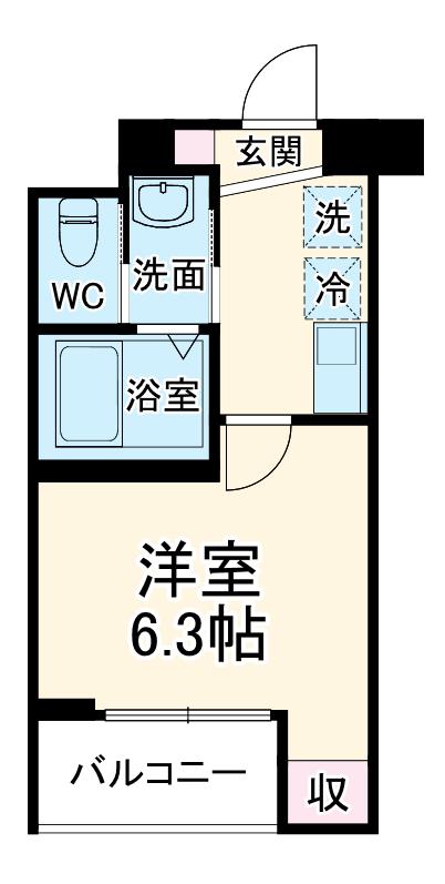 CALME YATSUKA(1K/3階)の間取り写真