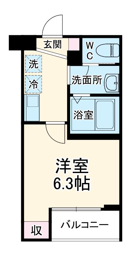CALME YATSUKA(1K/3階)の間取り写真