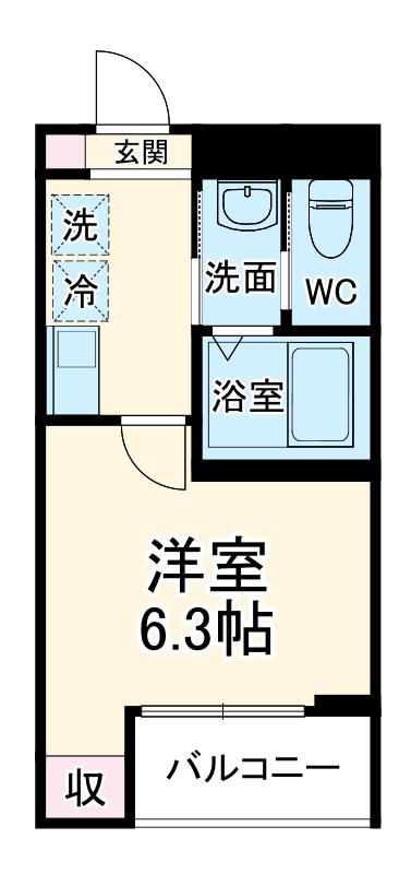 CALME YATSUKA(1K/3階)の間取り写真