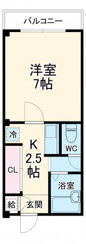 フジハイツ(1K/2階)の間取り写真