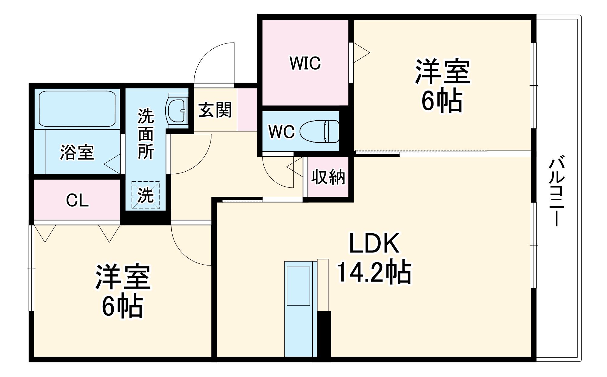 LUNA NUBE(2LDK/2階)の間取り写真