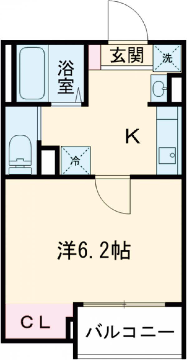 TS CUORE六町Ⅱ(1K/1階)の間取り写真