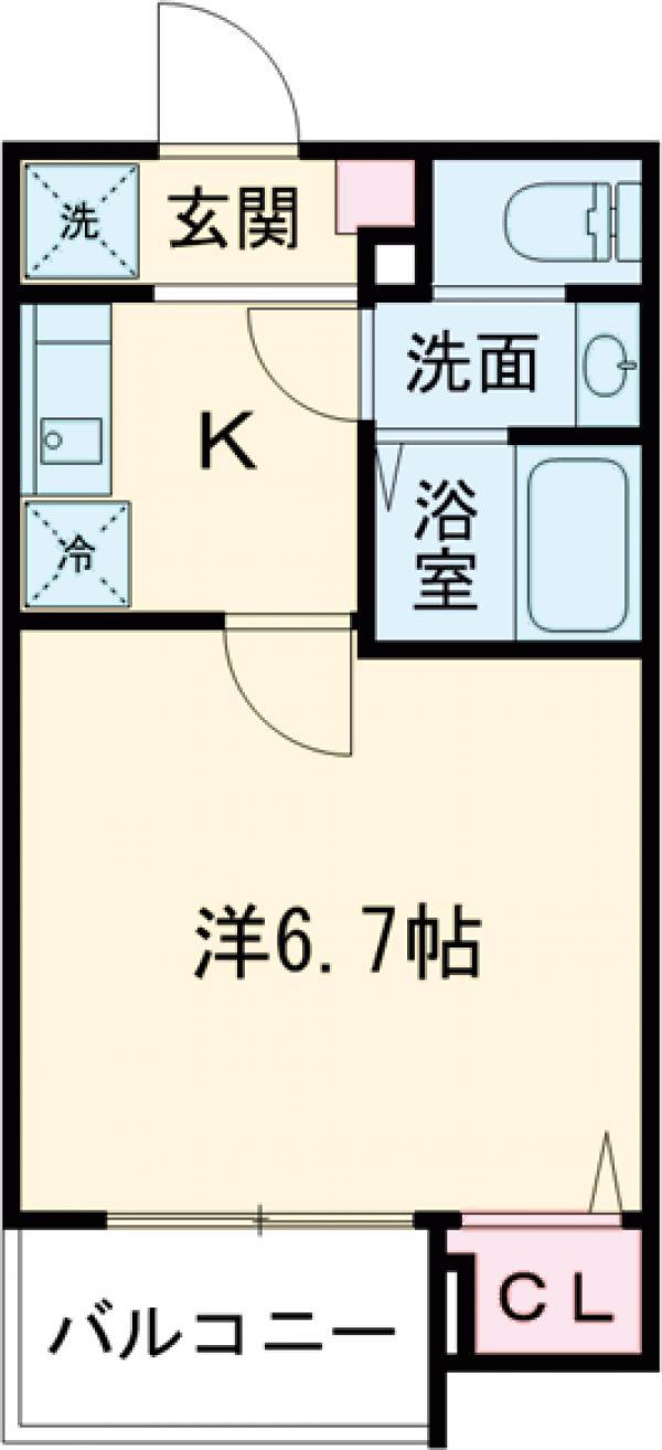 TS CUORE六町Ⅱ(1K/1階)の間取り写真