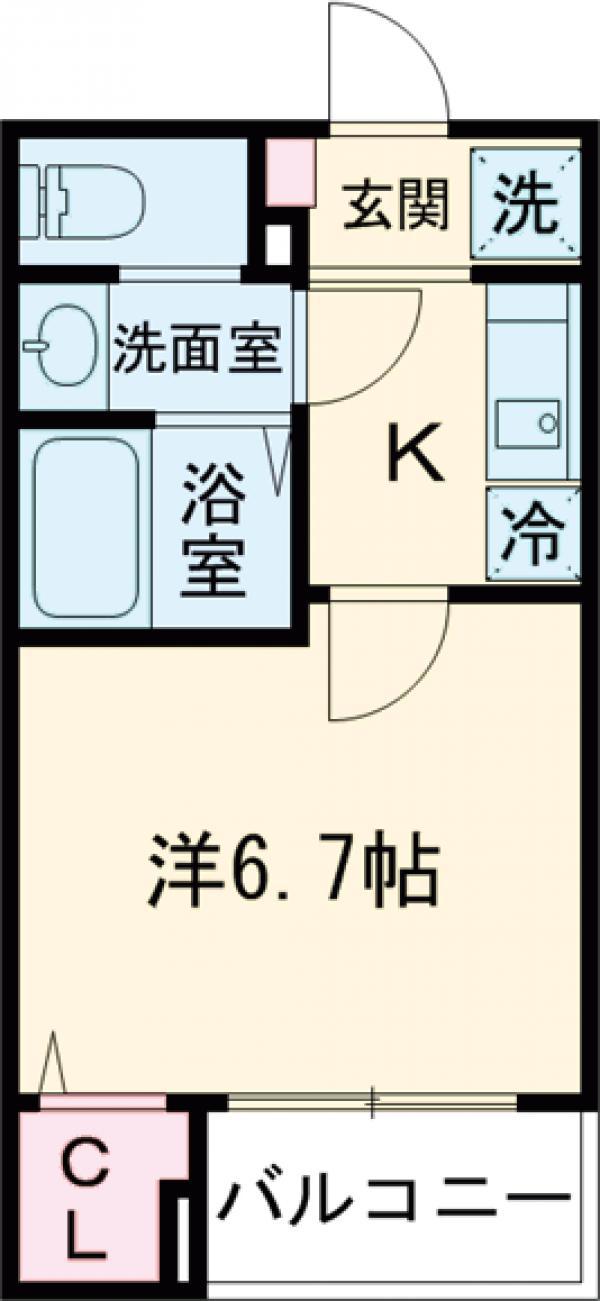 TS CUORE六町Ⅱ(1K/1階)の間取り写真