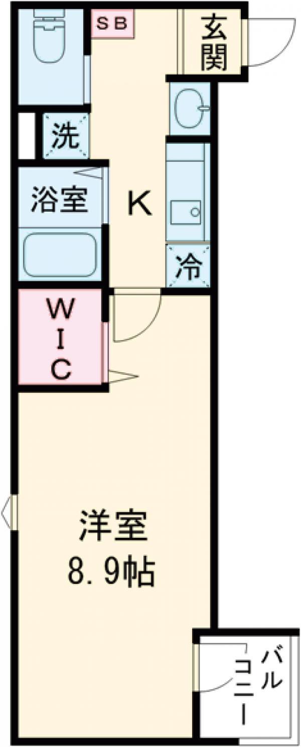 TS CUORE六町Ⅱ(1K/1階)の間取り写真