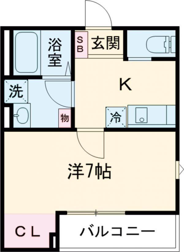 TS CUORE六町Ⅱ(1K/2階)の間取り写真