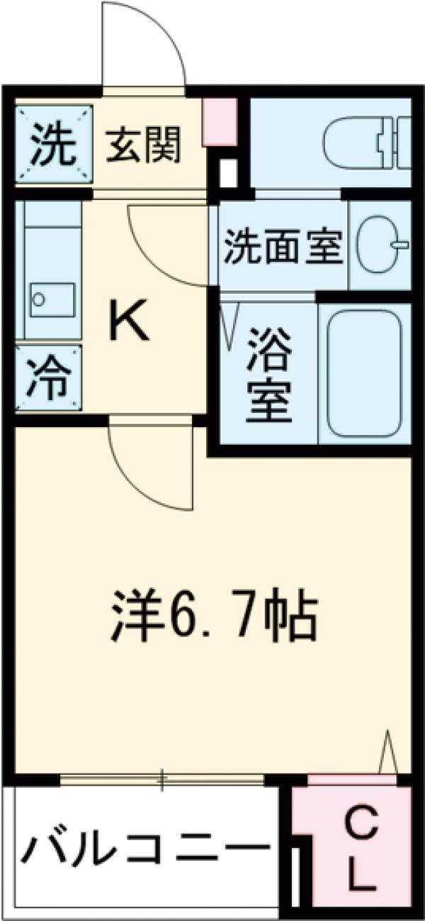TS CUORE六町Ⅱ(1K/2階)の間取り写真