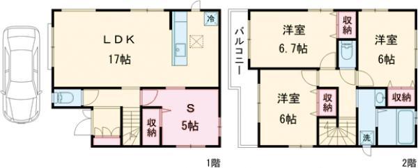 千代田・常磐緩行線 亀有駅 徒歩38分 2階建 築4年(3SLDK)の間取り写真