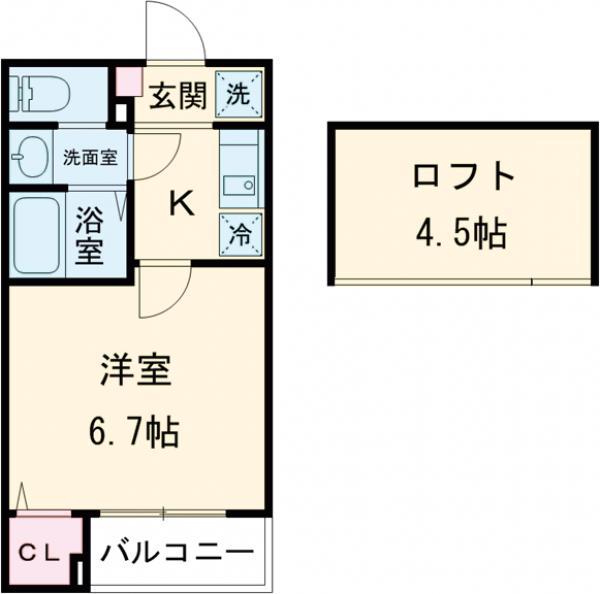TS CUORE六町Ⅱ(1K/3階)の間取り写真