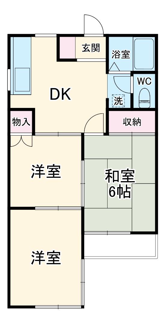 北谷ハイツ(3DK/2階)の間取り写真