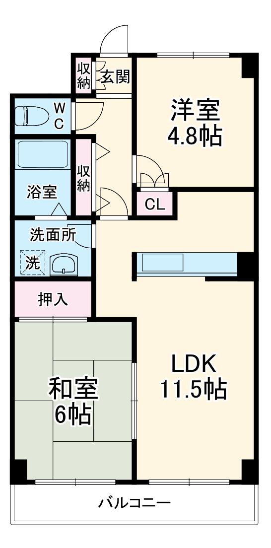 グランチェスタⅡ(2LDK/1階)の間取り写真