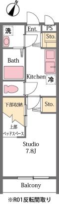 ジュリア—ノ(1K/2階)の間取り写真