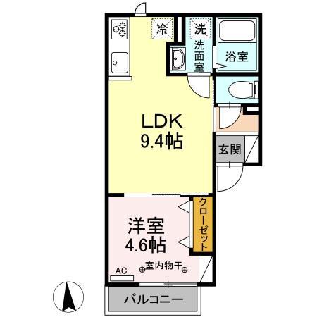 ソレアード(1LDK/1階)の間取り写真