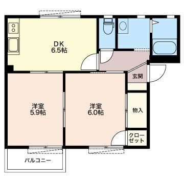 ル ポール宮下(2DK/2階)の間取り写真
