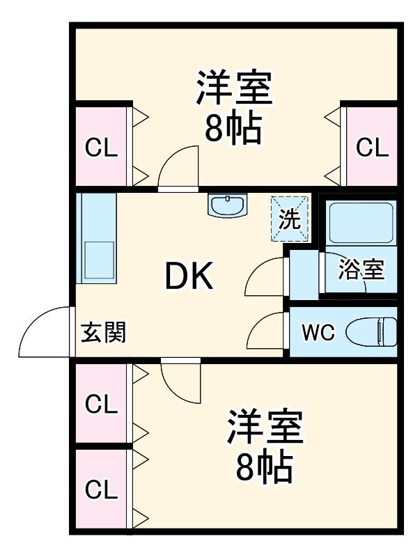 千葉市若葉区金親町(2DK/2階)の間取り写真