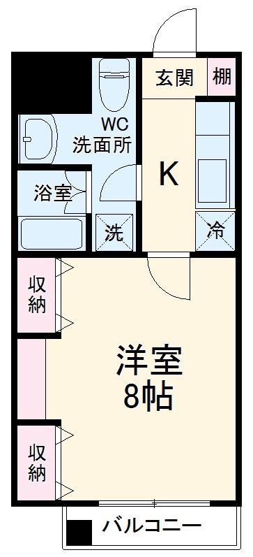 ベルメゾン松波(1K/4階)の間取り写真