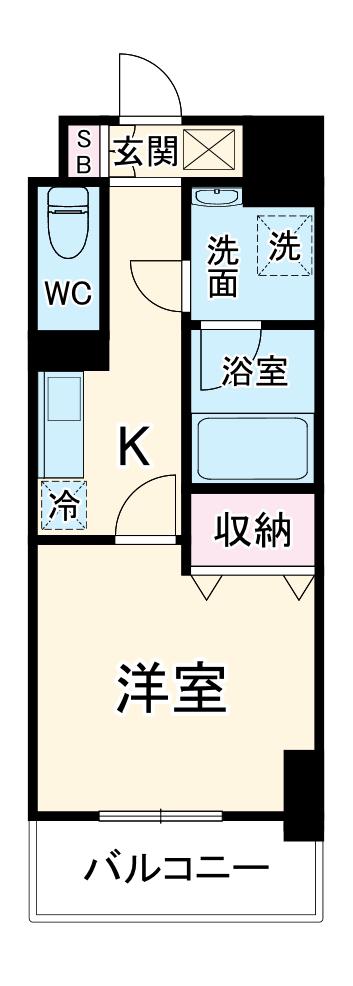 アーバンフラッツ千葉中央(1K/5階)の間取り写真
