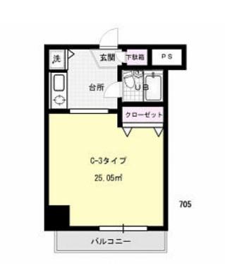QUEENS ACADEMIA(1K/7階)の間取り写真
