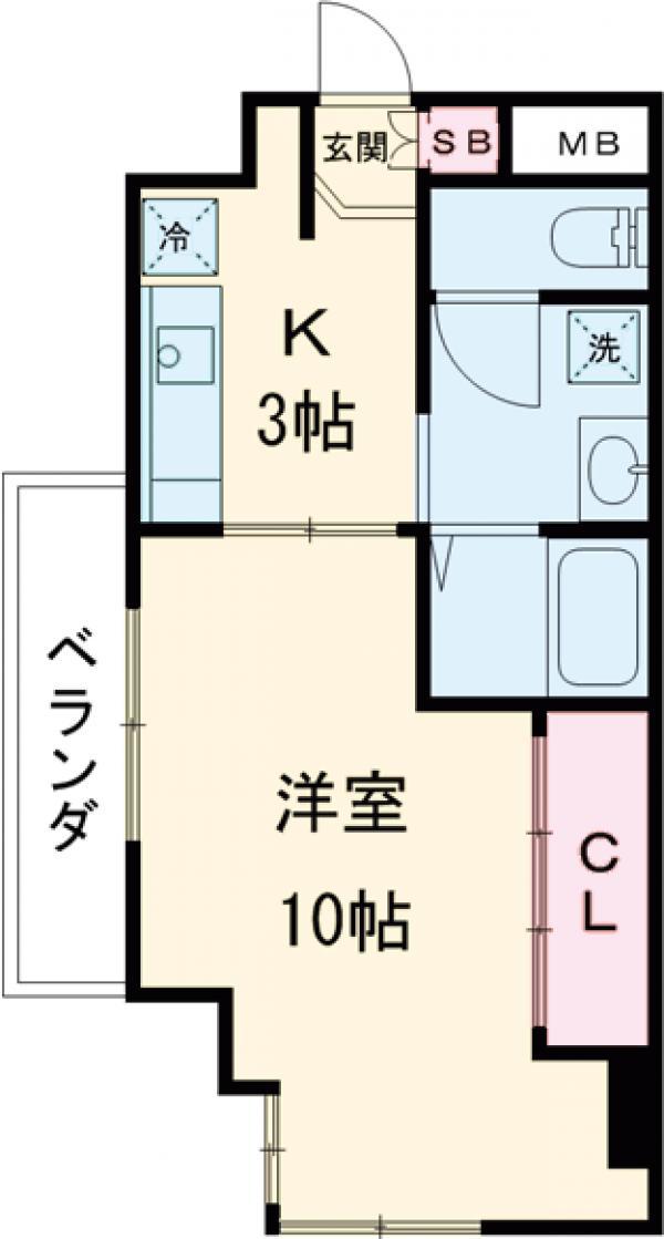 スプリングパーク綾瀬(1K/6階)の間取り写真