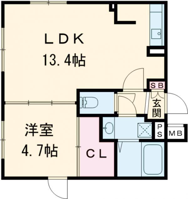 CREAL西荻窪Ⅱ(1LDK/-1階)の間取り写真