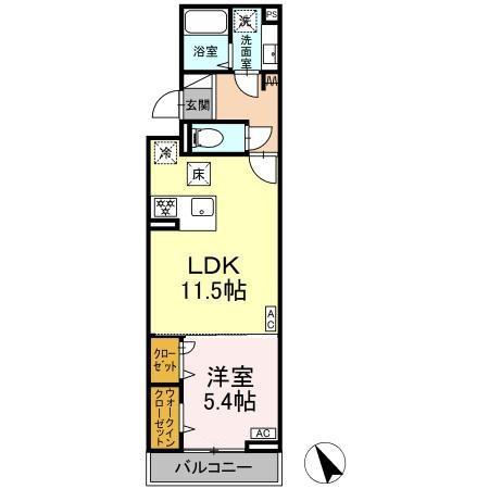 グラナーデ扇(1LDK/1階)の間取り写真