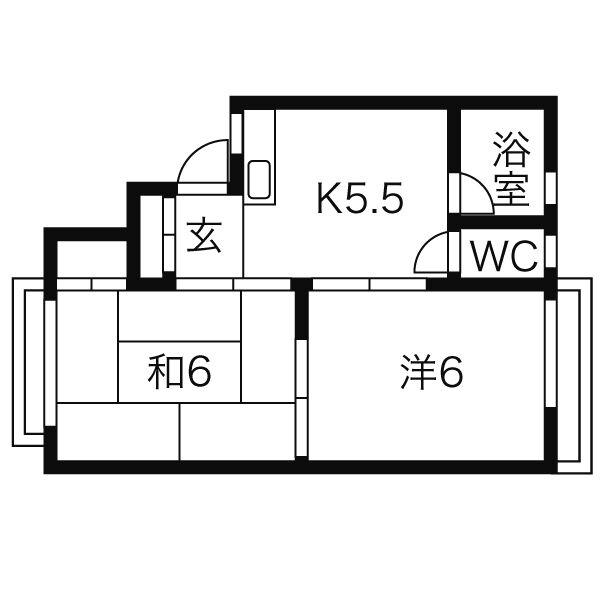 箕面ハニーハイツ(2K/2階)の間取り写真