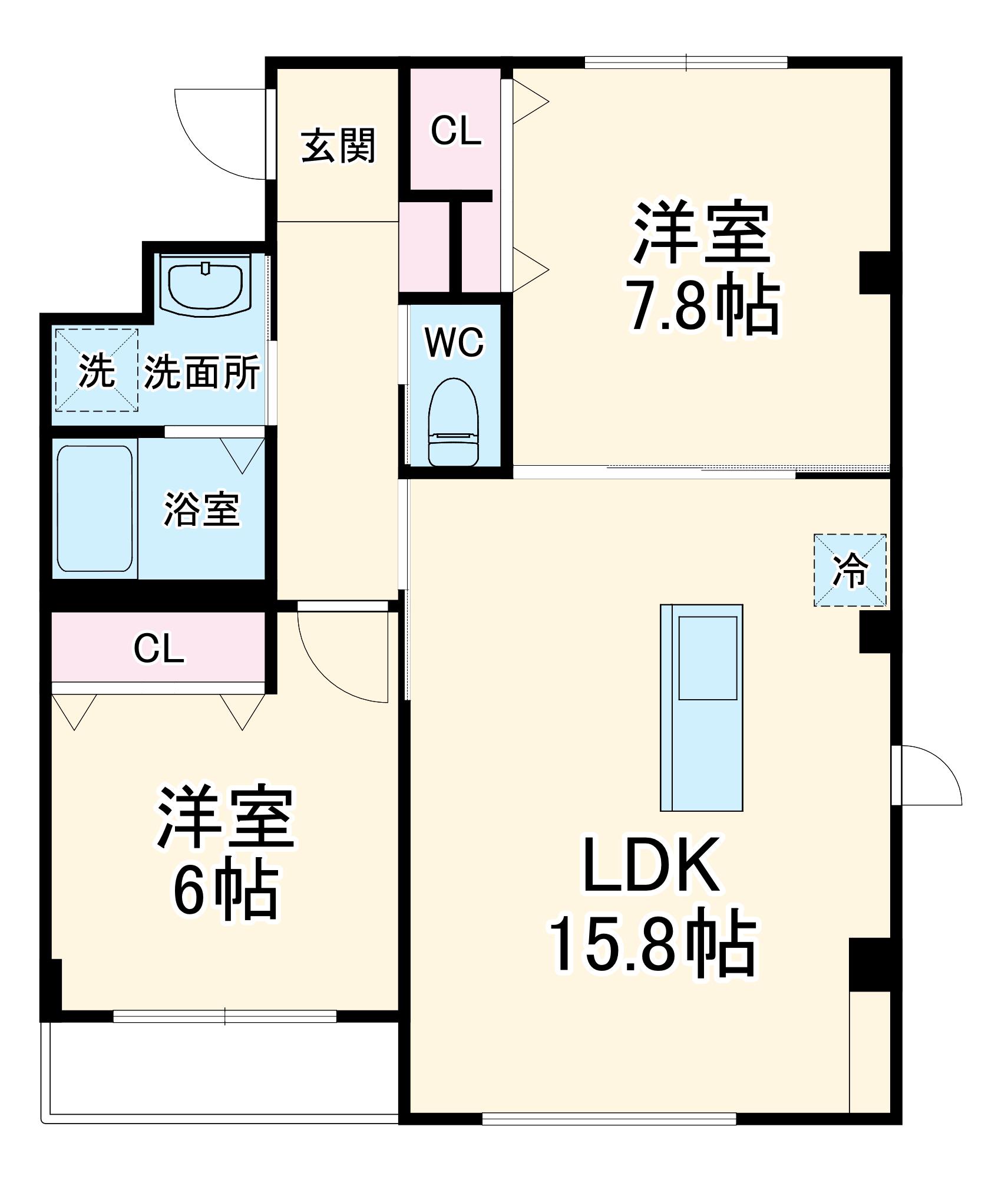 RIVERSIDE BRIN(2LDK/2階)の間取り写真