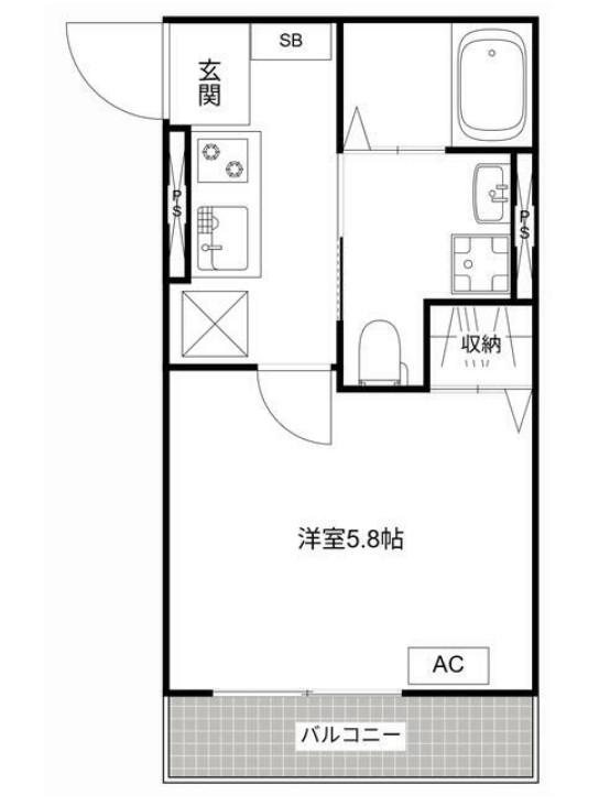 MQUARTO新座Ⅱ(1K/1階)の間取り写真