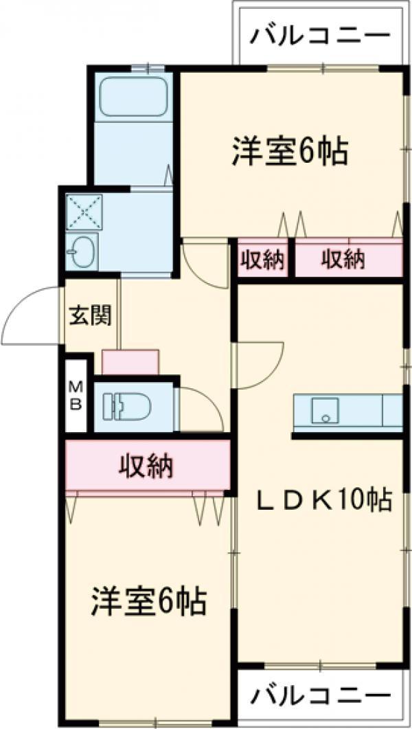 ボルベール瑞江(2LDK/2階)の間取り写真