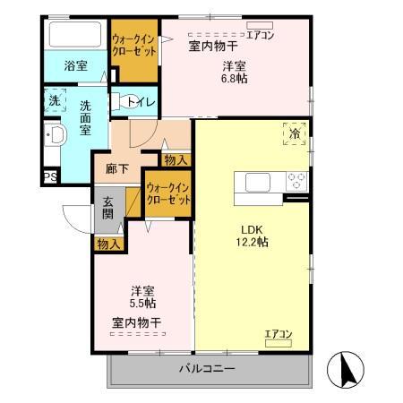 プリスカーサ(2LDK/2階)の間取り写真