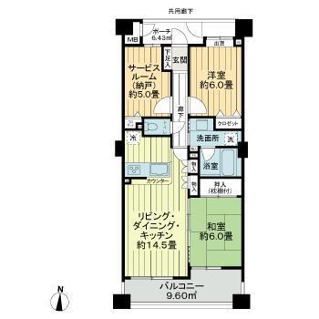 コスモ錦糸町リベディア(2SLDK/5階)の間取り写真