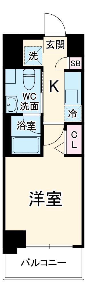 AZEST西川口Ⅲ(1K/6階)の間取り写真