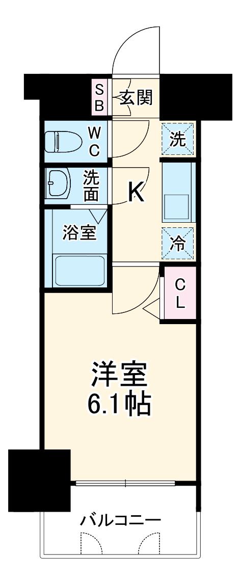 ディアレイシャス名古屋浄心Ⅱ(1K/6階)の間取り写真