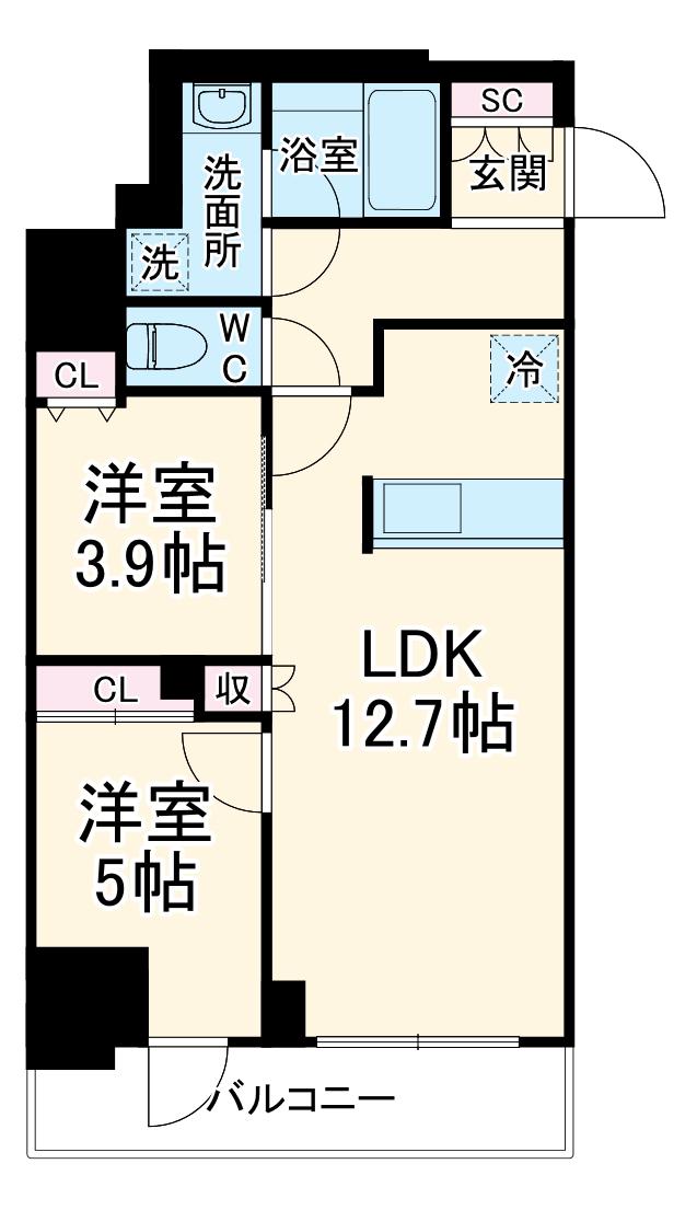 グランカーサ船堀Ⅱ(2LDK/5階)の間取り写真