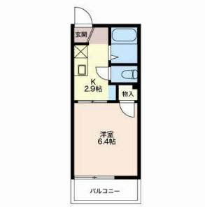 サンテラス梅坪(1K/2階)の間取り写真