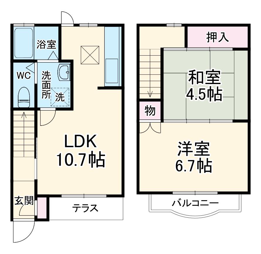 テラス長坂(2LDK)の間取り写真