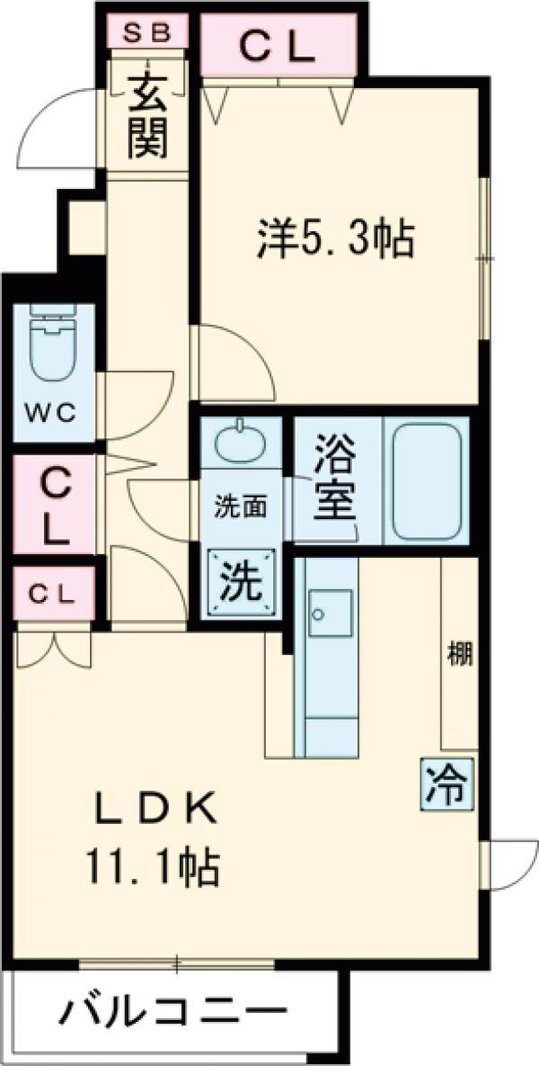 GRANDUO上野毛Ⅴ(1LDK/3階)の間取り写真