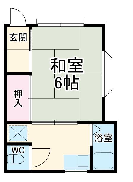 ハイツオオタⅡ(1K/1階)の間取り写真