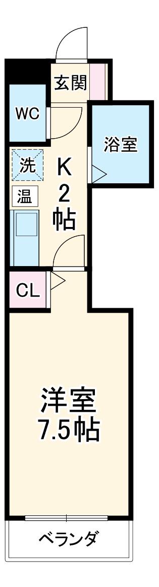 ラポール赤坂(1K/1階)の間取り写真
