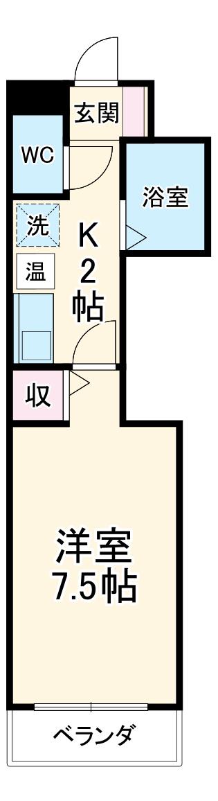 ラポール赤坂(1K/2階)の間取り写真