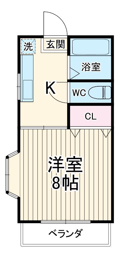 ハイツミヤ2(1K/2階)の間取り写真