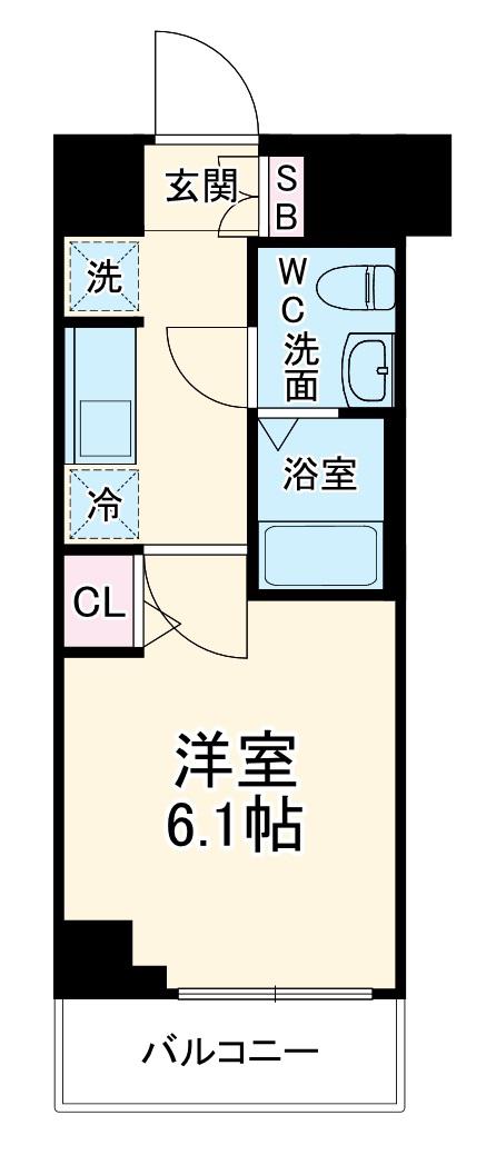 エストゥルース横浜吉野町(1K/2階)の間取り写真