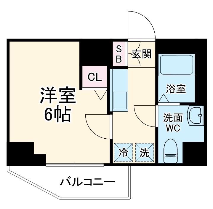 エストゥルース横浜吉野町(1K/6階)の間取り写真