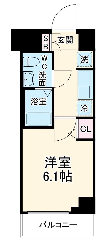 エストゥルース横浜吉野町(1K/6階)の間取り写真