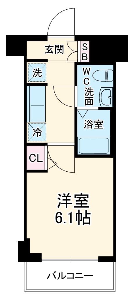 エストゥルース横浜吉野町(1K/6階)の間取り写真